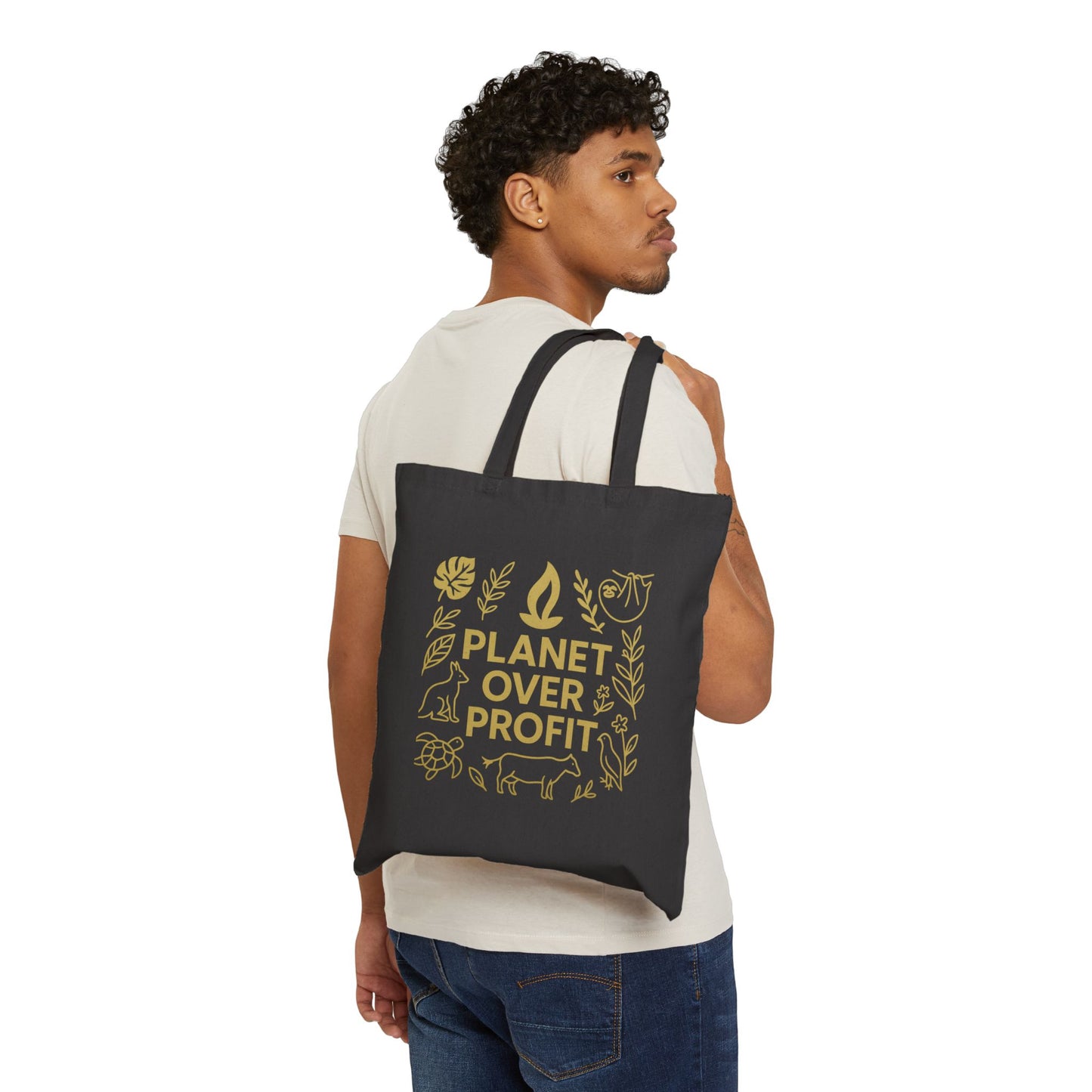 Planet over Profit tote