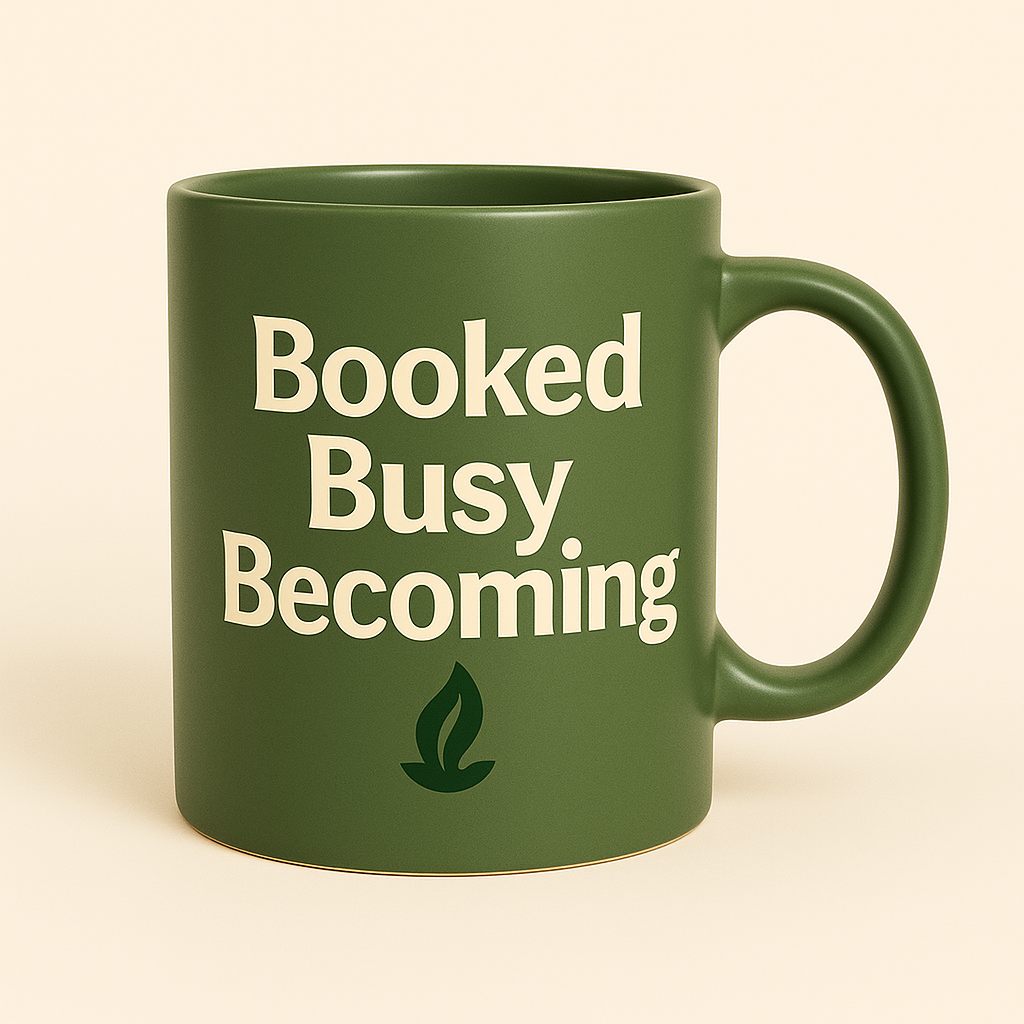 Booked Busy Becoming Mug