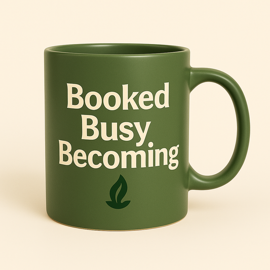 Booked Busy Becoming Mug