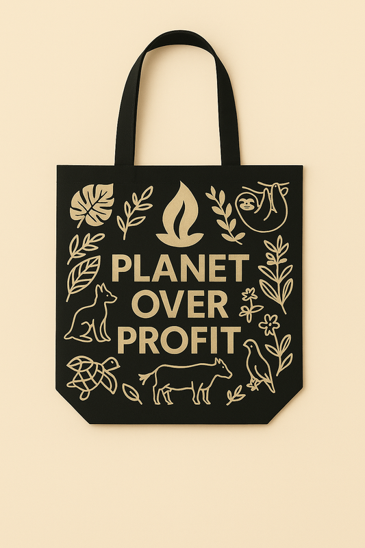 Planet over Profit tote